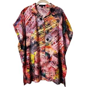 Calessa Relaxed Fit Front Button Down Top | Size Large